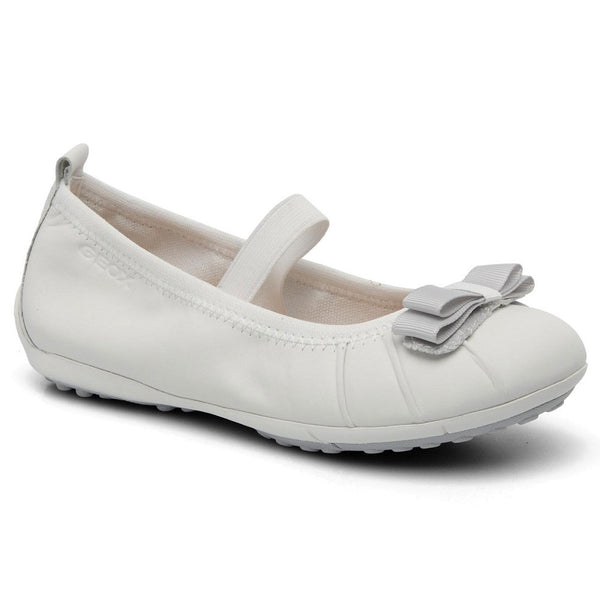 Geox J Piuma Ballerina White Strap Shoes