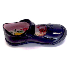 Petasil Donna Black Patent Velcro School Shoes