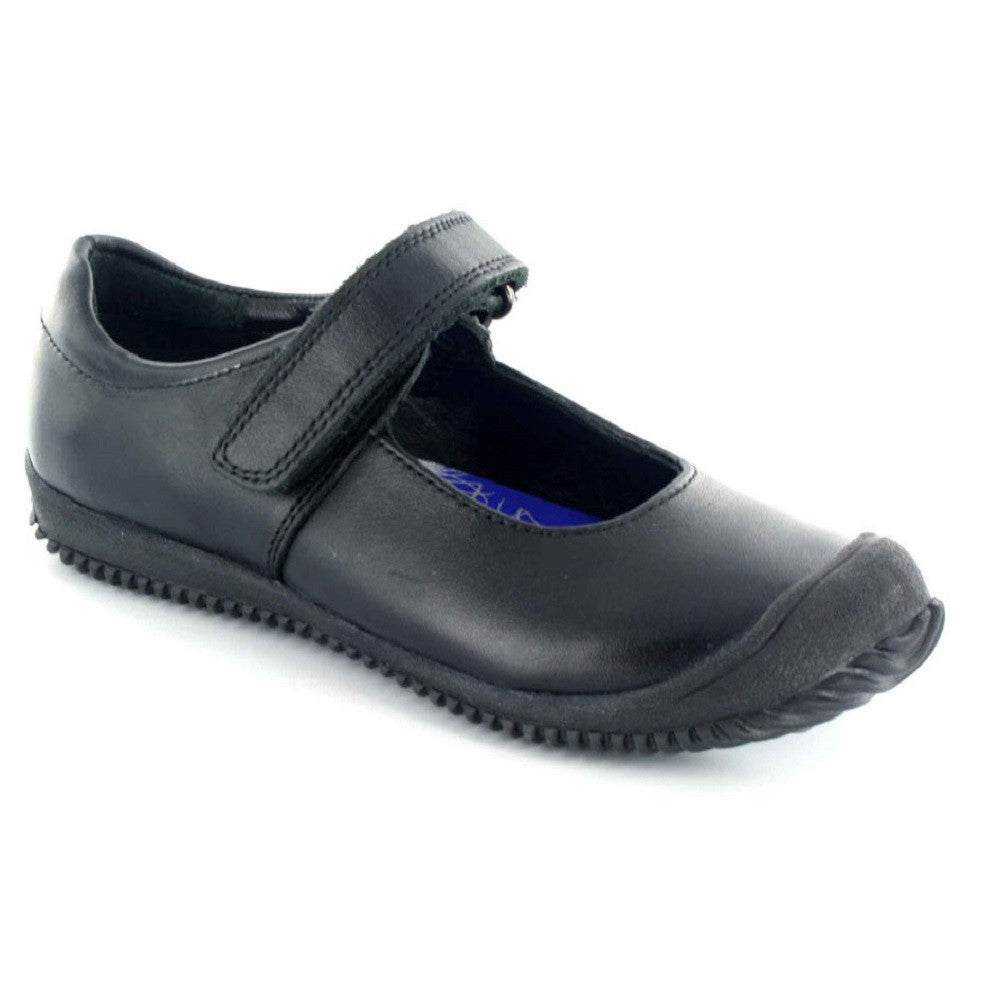 Buckle My Shoe Crocco Black Velcro School Shoes