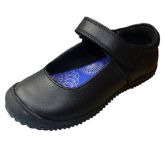 Buckle My Shoe Crocco Black Velcro School Shoes