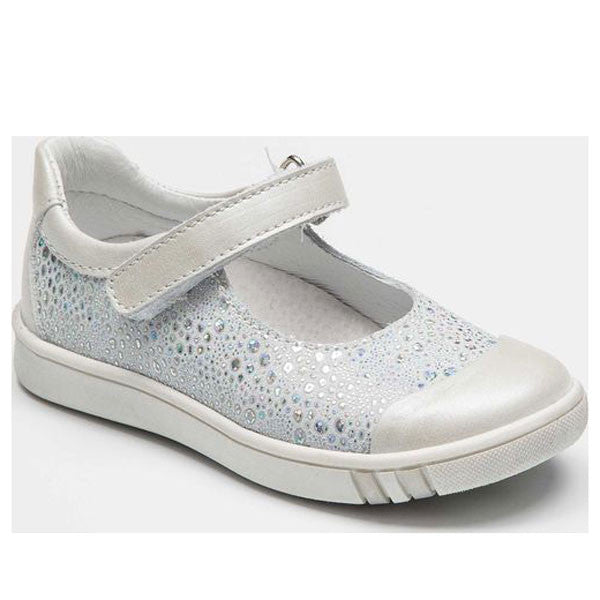 Bellamy Lada White & Silver Velcro Shoes