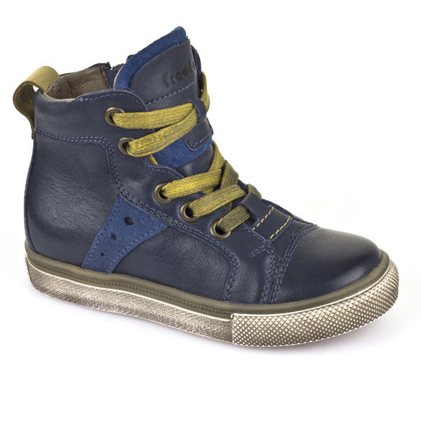 Froddo Navy Blue & Yellow Lace Up Ankle Boots