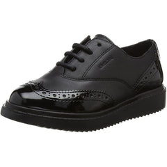 Geox J Thymar Black Lace School Shoes