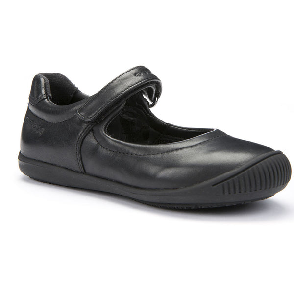 Geox J Gioia Black Velcro School Shoes