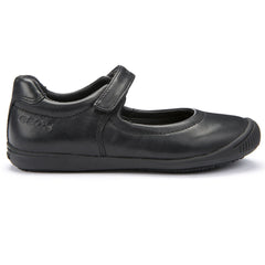 Geox J Gioia Black Velcro School Shoes