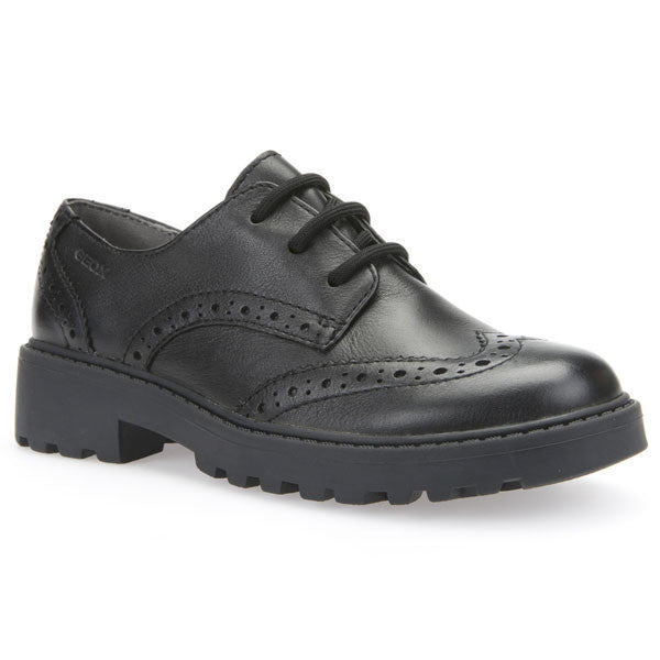 Geox J Casey Black Lace School Shoes