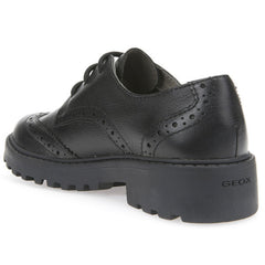 Geox J Casey Black Lace School Shoes