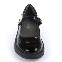 Geox J Casey Black Patent Velcro School Shoes