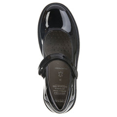 Geox J Casey Black Patent Velcro School Shoes