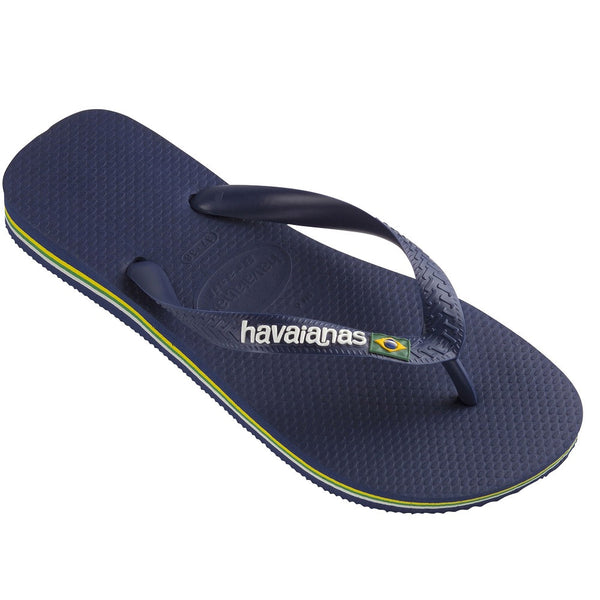 Havaianas Brasil Logo Navy Flip Flops