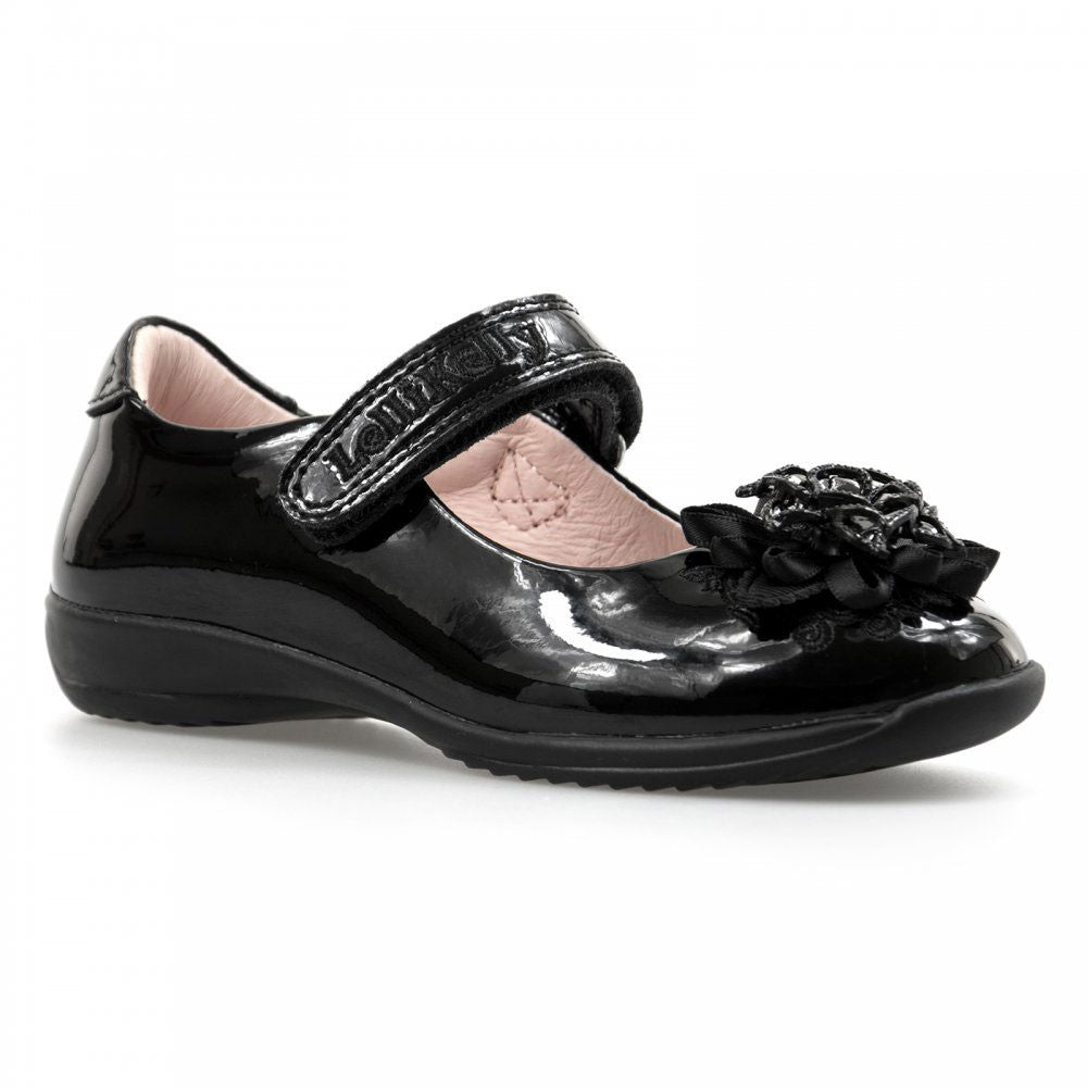 Lelli Kelly LK8205 Tiffany Black Patent Velcro School Shoes