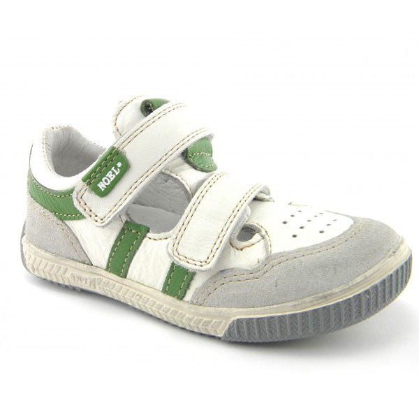 Noel Zander White & Green T Bar Velcro Shoes