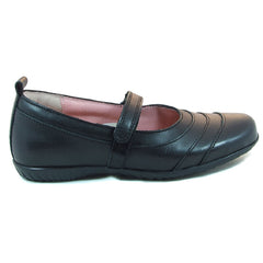 Petasil Evie Black Velcro School Shoes