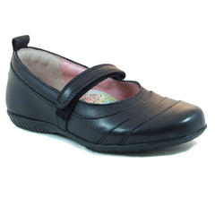 Petasil Evie Black Velcro School Shoes