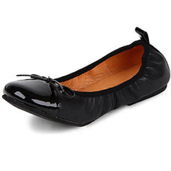 Step 2wo Lorena Black & Black Patent Ballerina Shoes