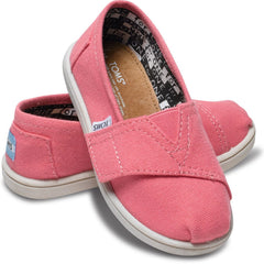 TOMS Classic Tiny Bubblegum Pink Velcro Canvas Shoes