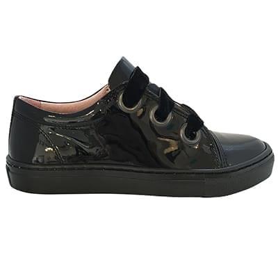 Petasil Paula Girls Black Patent School Shoes