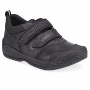 Startrite Strike Black Leather Boys Velcro School Shoes